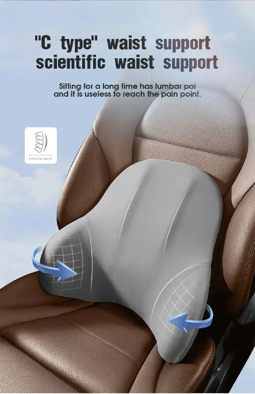 Smartlyo car lumbar support back cushion and neck pillow set, designed for comfort and ergonomic support during drives.