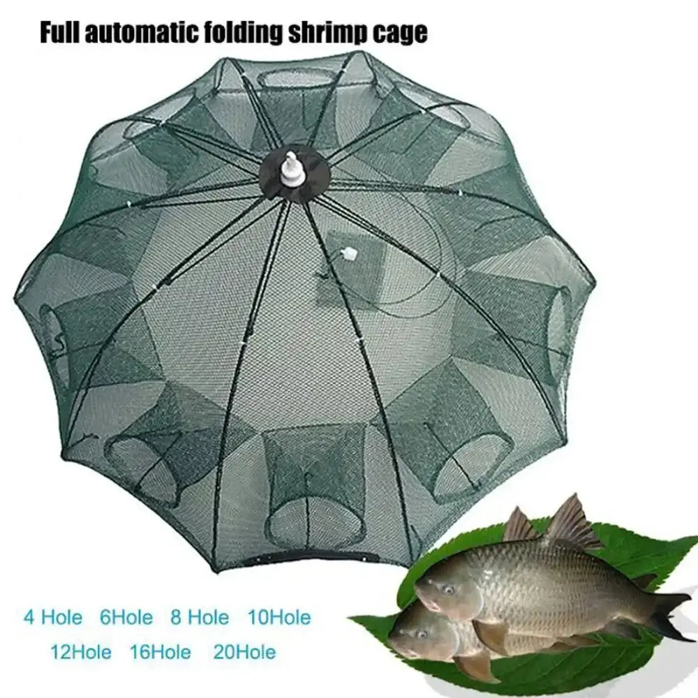 Foldable Smartlyo fishing net with handle and mesh basket, designed for easy storage and transport during fishing trips.
