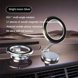 Smartlyo 360° magnetic cell phone holder mounted on a car dashboard with a phone secured in place.