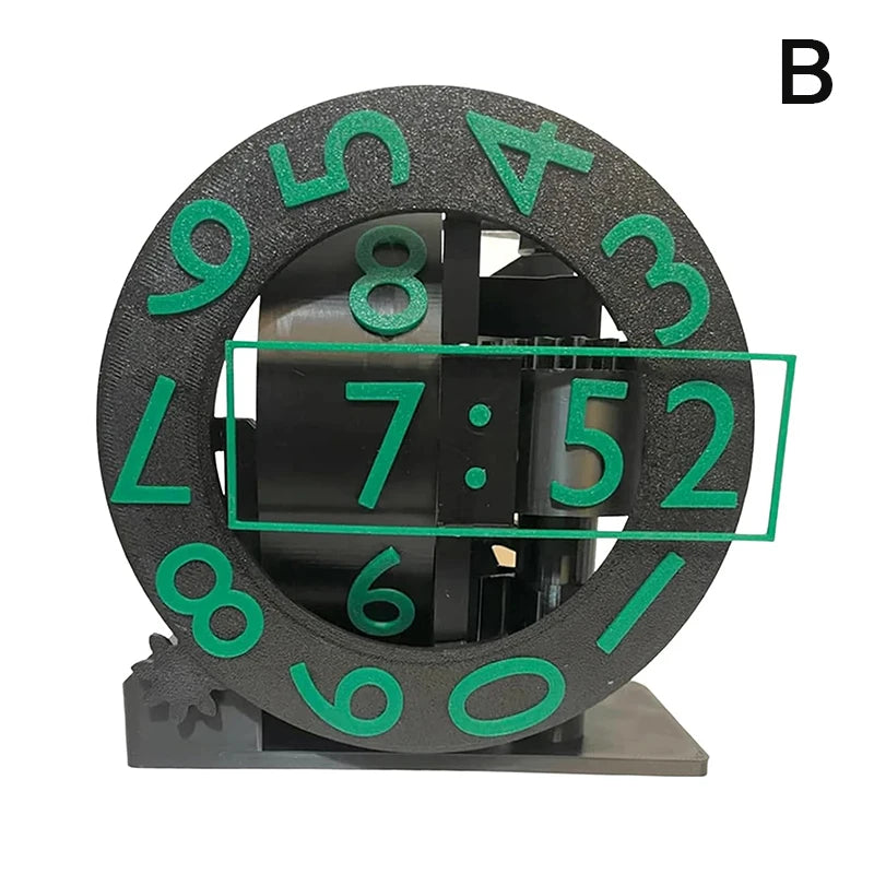 3D printed Triaxial Clock by Smartlyo with rotating numeric display showcasing modern design and intricate mechanical details.