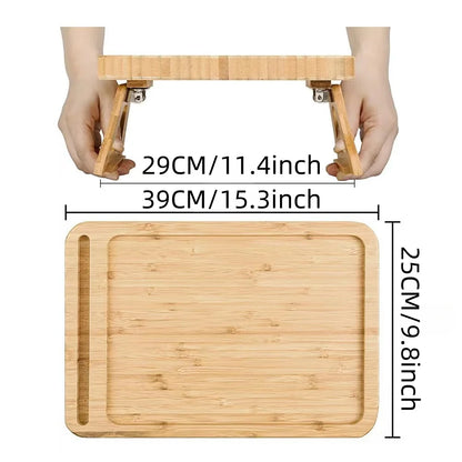 Bamboo Sofa Tray Table With Phone Holder