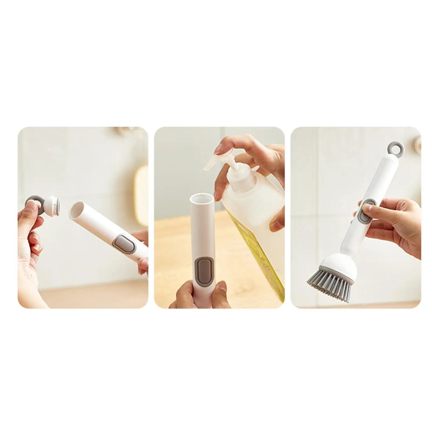 Smartlyo multifunctional kitchen cleaning brush with multiple brush heads and a comfortable handle, ideal for dishwashing and surface cleaning.