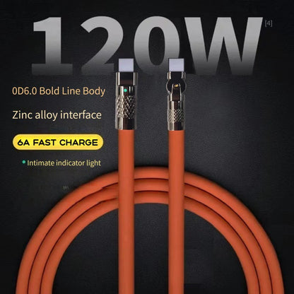 Smartlyo Fast Charge Type C silicone cable with 180° rotating elbow, flexible silicone design for easy connection and durability.