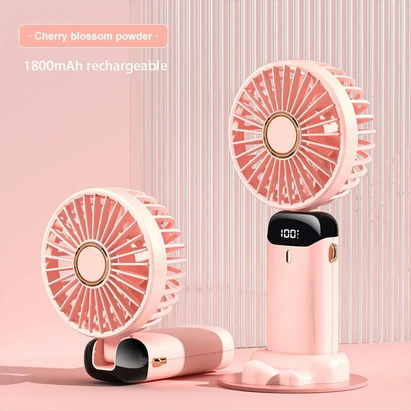 Portable Neck Fan – 5-Speed Foldable Handheld Cooling Fan with Phone Stand & LED Display | USB Rechargeable