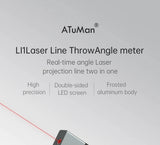 Smartlyo Laser Protractor Digital Inclinometer showing a digital display and measurement features on a sleek device