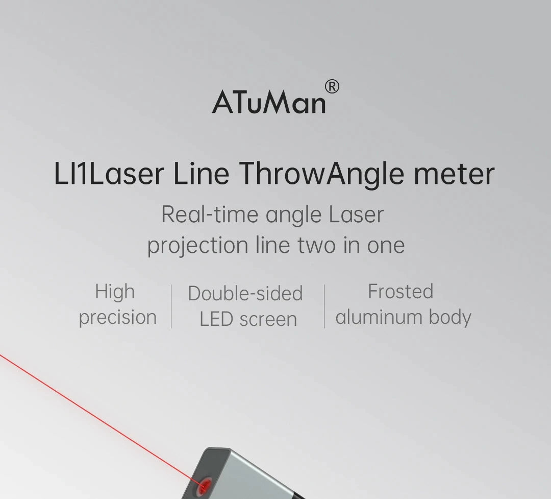 Smartlyo Laser Protractor Digital Inclinometer showing a digital display and measurement features on a sleek device
