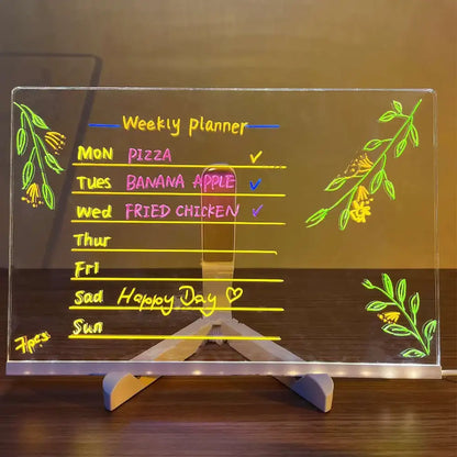 Smartlyo LED colorful note board with integrated night light, featuring vibrant colors and writable surface for notes and reminders.