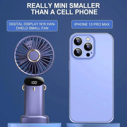 Portable Neck Fan – 5-Speed Foldable Handheld Cooling Fan with Phone Stand & LED Display | USB Rechargeable