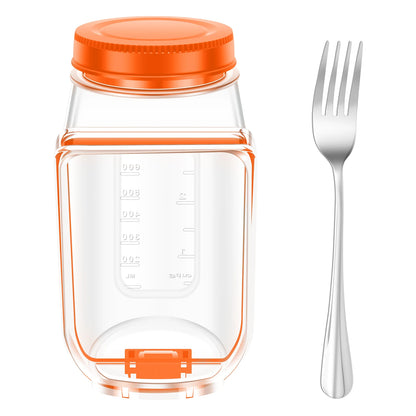 Smartlyo portable side-opening salad jar with multiple compartments for fresh vegetables and dressing, ideal for on-the-go meals.