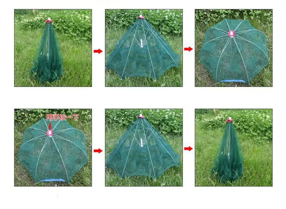 Foldable Smartlyo fishing net with a lightweight frame and mesh bag for easy storage and transport.