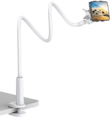 Adjustable 360° rotating Smartlyo lazy phone holder with clamp, holding a smartphone securely for hands-free use.