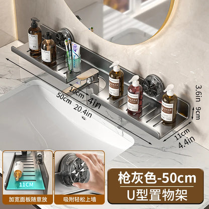 Suction Cup Wall-Mounted Bathroom Shelf (No Drilling)