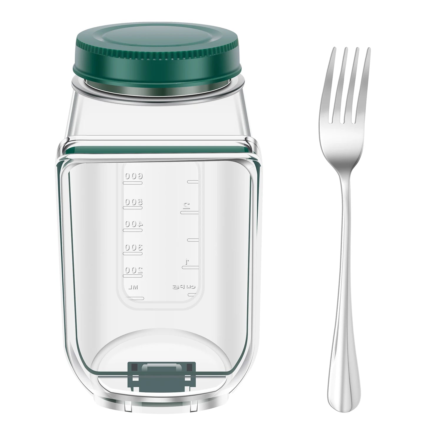 Smartlyo portable side-opening salad jar with clear container and twist-off lid, perfect for fresh salads on the go