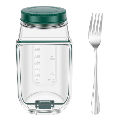 Smartlyo portable side-opening salad jar with clear container and twist-off lid, perfect for fresh salads on the go