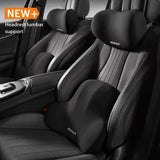Smartlyo car lumbar support back cushion and neck pillow set showing ergonomic design and adjustable straps for added comfort