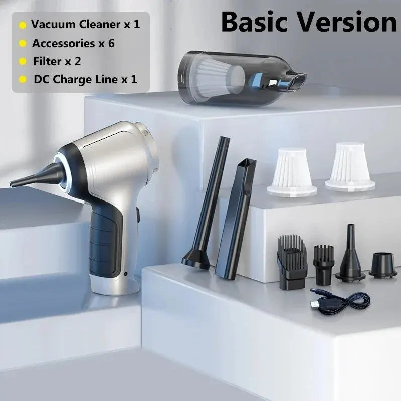 Smartlyo wireless car vacuum cleaner, cordless handheld device with a sleek design for cleaning car interiors effectively.