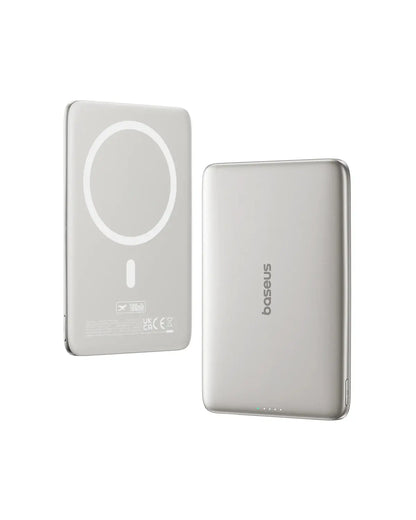Smartlyo Baseus magnetic power bank with 5000mAh capacity, compact design, and magnetic attachment for smartphones.