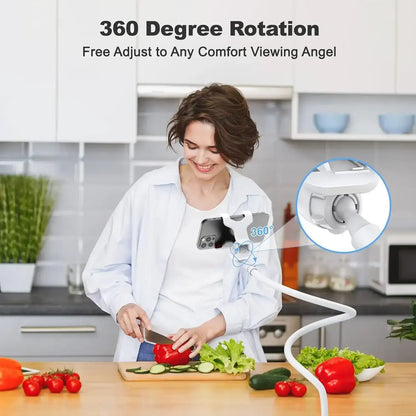 Smartlyo adjustable 360° rotating lazy phone holder with clamp for hands-free viewing and easy device positioning.