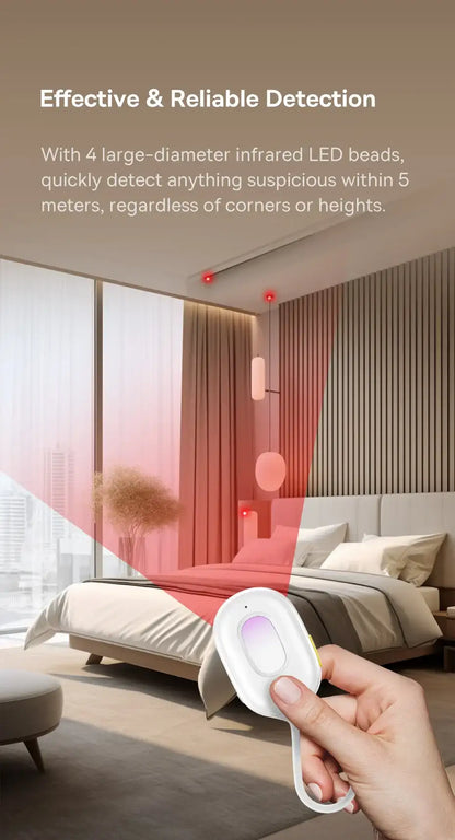 Smartlyo Baseus camera detector device with compact design for identifying hidden cameras and surveillance equipment.