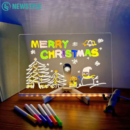 Colorful LED note board with built-in night light by Smartlyo, featuring vibrant lights and a sleek design for writing and decoration.