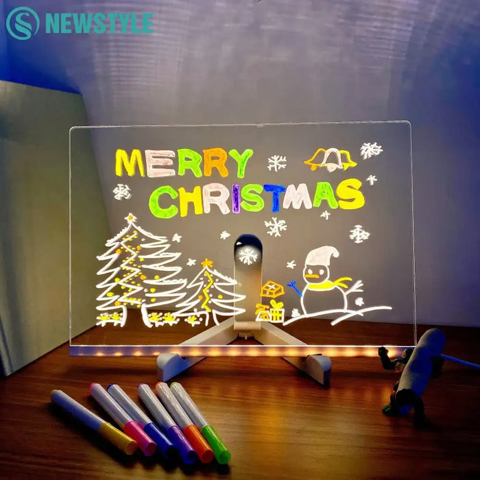Colorful LED note board with built-in night light by Smartlyo, featuring vibrant lights and a sleek design for writing and decoration.
