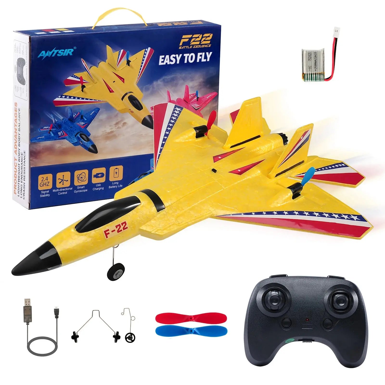 Smartlyo remote control SU-27 plane flying outdoors, detailed model aircraft with blue and gray design, ready for remote flight fun.