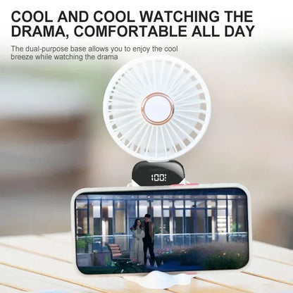Portable Neck Fan – 5-Speed Foldable Handheld Cooling Fan with Phone Stand & LED Display | USB Rechargeable