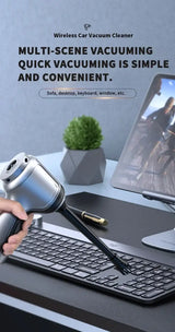 Wireless Smartlyo car vacuum cleaner with cordless design, handheld and compact for cleaning car interiors.