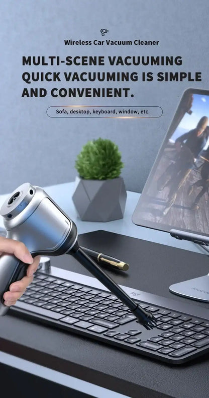 Wireless Smartlyo car vacuum cleaner with cordless design, handheld and compact for cleaning car interiors.