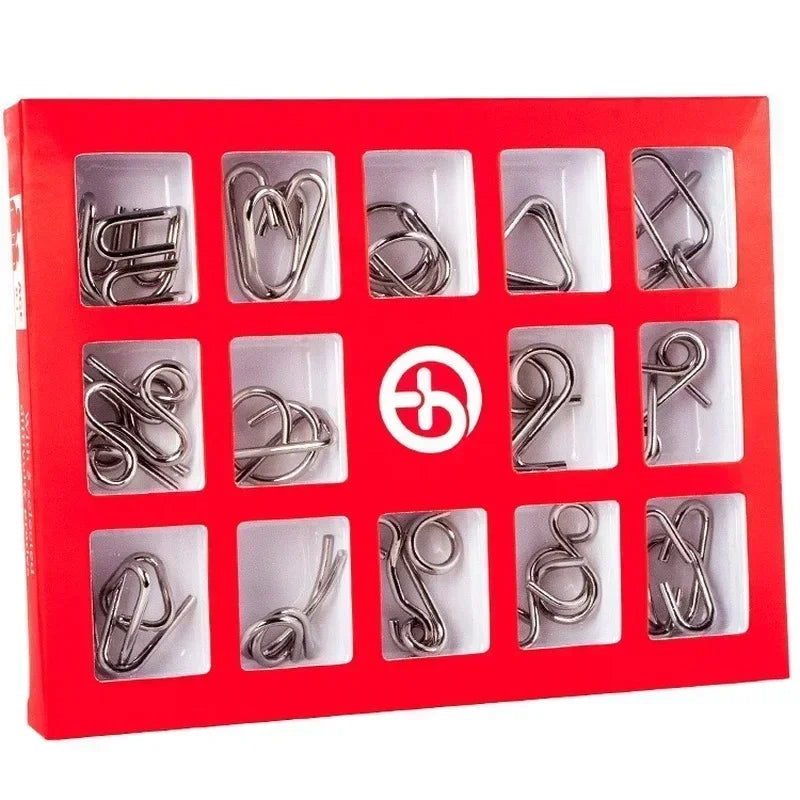 Metal 3D Wire IQ Brain Teaser Puzzle Set — Montessori Wit Game