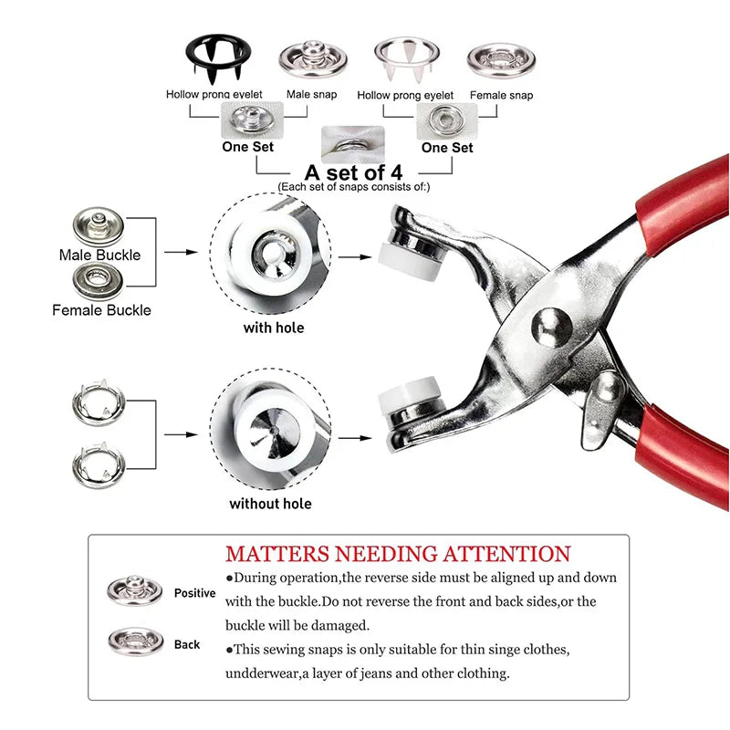 9.5mm Metal Snap Buttons with Tool – photo 4