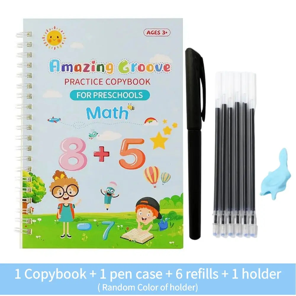 Magic Wipe-Clean Practice Book – Reusable English Writing Book for Kids with Stickers