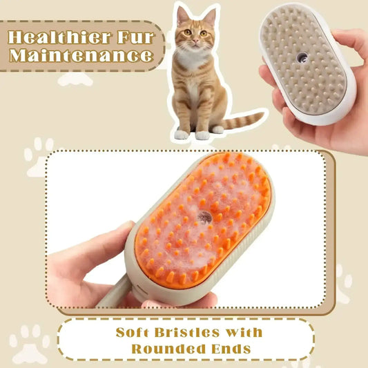 Smartlyo Steam Pet Brush 3-in-1 showing a handheld pet grooming tool with steam function and adjustable settings.