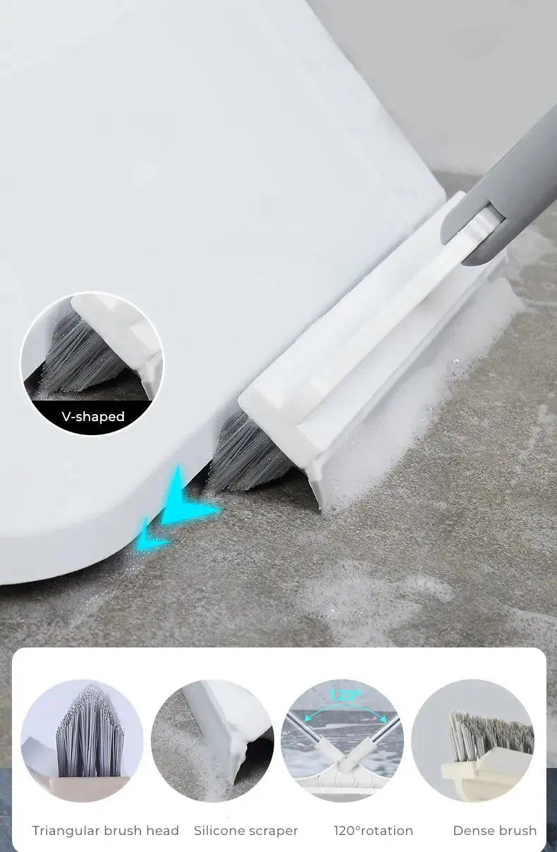 Smartlyo 2-in-1 multifunctional scrub brush with handle and scrubbing surface for thorough cleaning of dishes and surfaces.