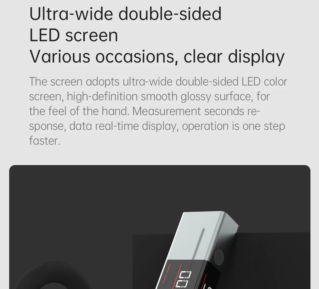 Smartlyo Laser Protractor Digital Inclinometer showing a digital display measuring angles with a sleek design