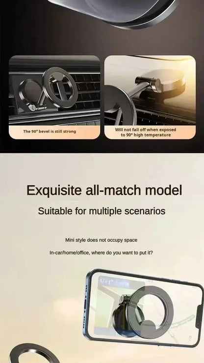 Smartlyo 360° magnetic cell phone holder with strong grip and adjustable design, perfect for car or desk use.