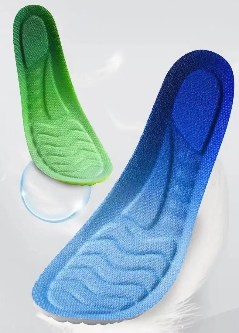 Smartlyo breathable shock absorption cushioning insoles designed for running and orthopedic support, showing the insole's detailed design.