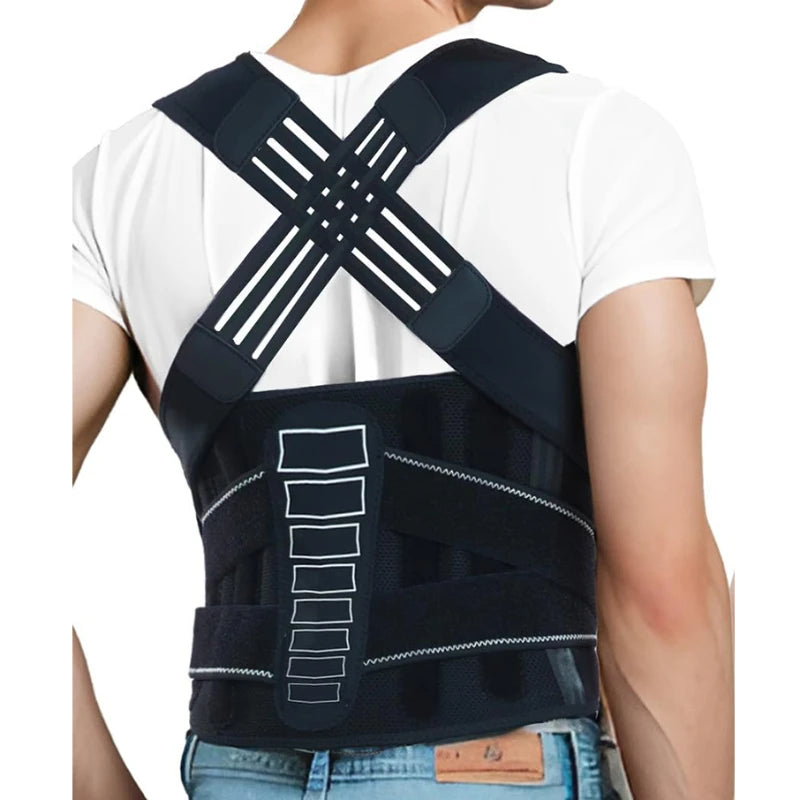 Smartlyo posture corrector for women and men, adjustable straps and back support to improve posture.