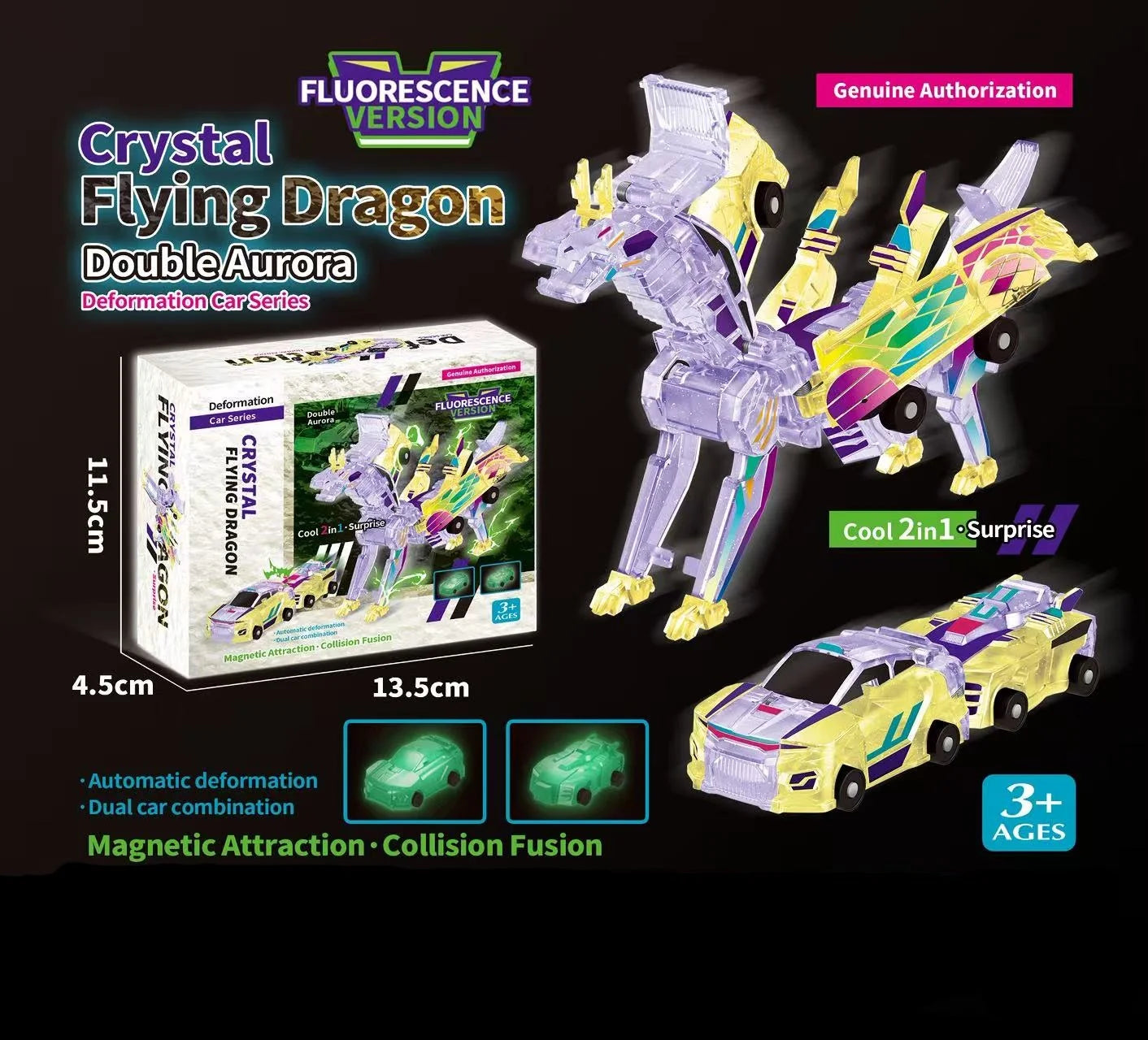 Unicorn Transformer 2-in-1 Magnetic Car Toy