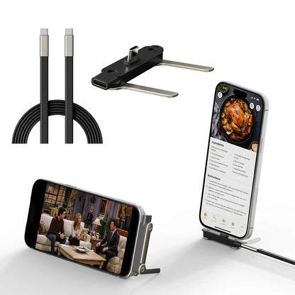 2-in-1 240W USB-C Cable & Foldable Bracket – Fast Charge + Phone/Tablet Stand
