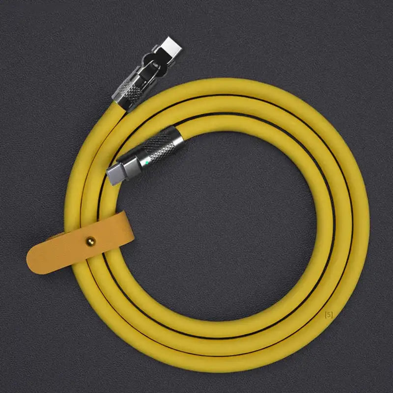 Smartlyo Fast Charge Type C silicone 180° rotating elbow connector, flexible and durable for easy device charging.