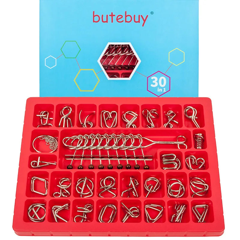 Metal 3D Wire IQ Brain Teaser Puzzle Set — Montessori Wit Game