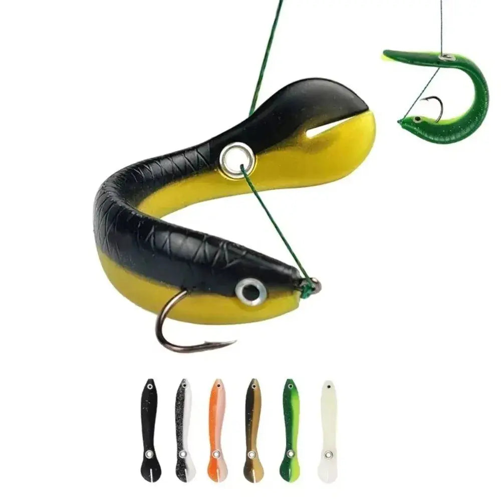 Realistic flexible fishing lure set by Smartlyo with multiple colorful soft plastic lures for freshwater and saltwater fishing.