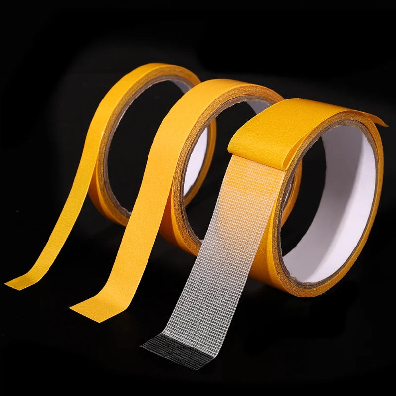 Double sided tape by Smartlyo, high viscosity grid fiber tape shown with a close-up of the adhesive surface.