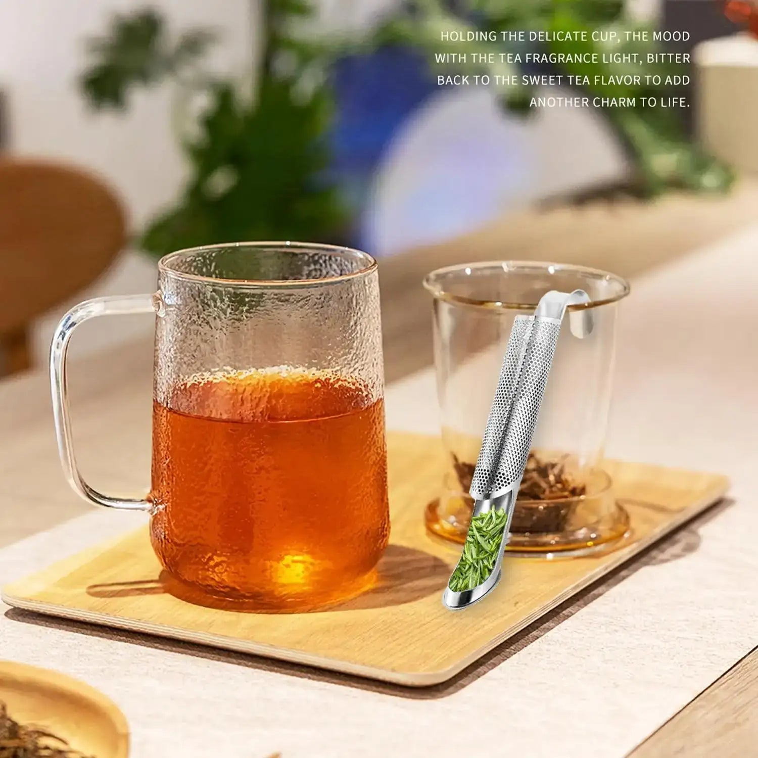 Smartlyo stainless steel extra fine mesh tea strainer with long handle for loose leaf tea, coffee, and spices.