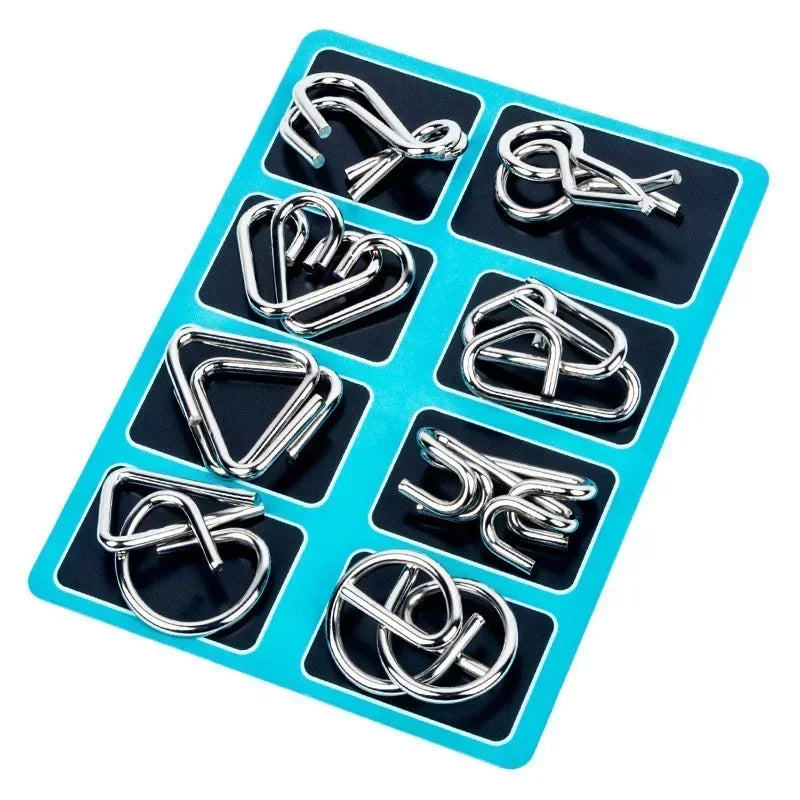 Metal 3D Wire IQ Brain Teaser Puzzle Set — Montessori Wit Game