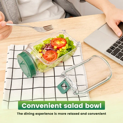 Smartlyo portable side-opening salad jar with multiple compartments and secure lid for fresh salads on the go