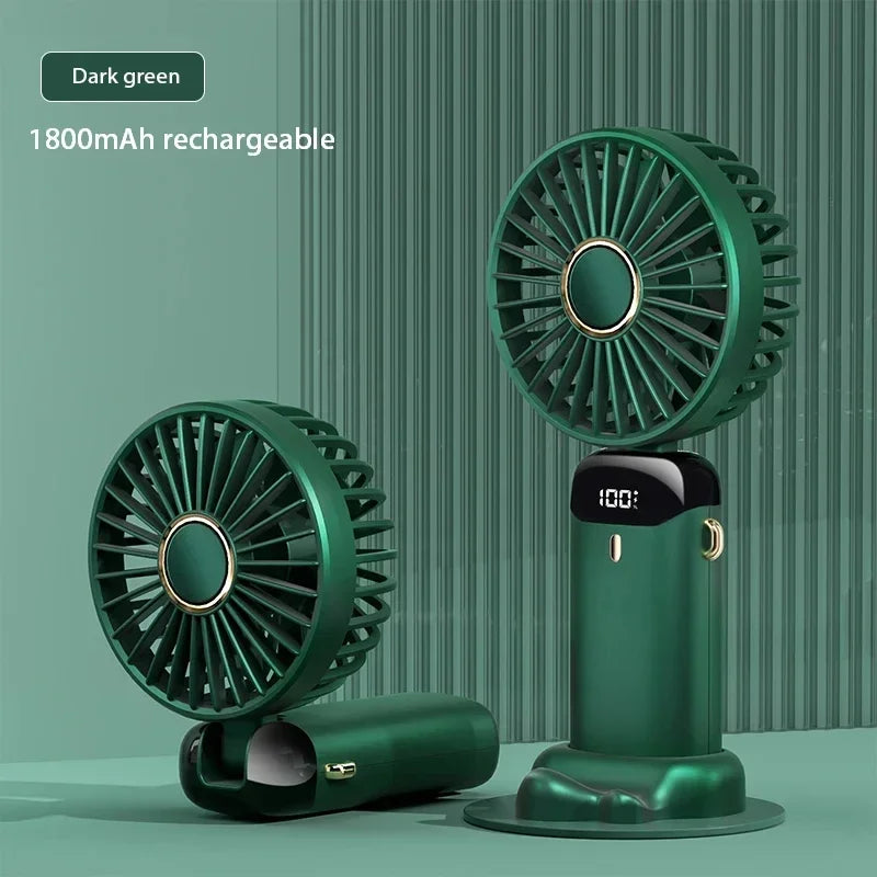 Portable Neck Fan – 5-Speed Foldable Handheld Cooling Fan with Phone Stand & LED Display | USB Rechargeable