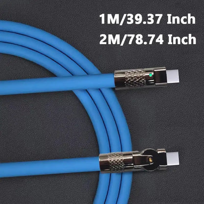 Smartlyo Fast Charge Type C silicone elbow connector with 180° rotation, flexible and durable for charging cables.