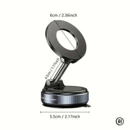 Smartlyo strong magnetic car phone holder attached to a vehicle dashboard with a mobile phone securely in place.